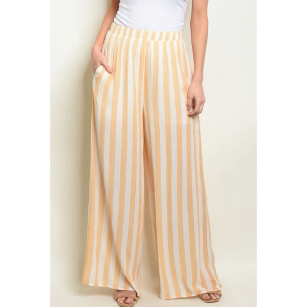 New mustard yellow striped palazzo pants